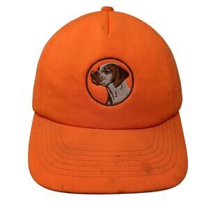 Dog Logo Snapback 5 Panel Cap Orange One Size Adjustable Embroidered Duck Bay